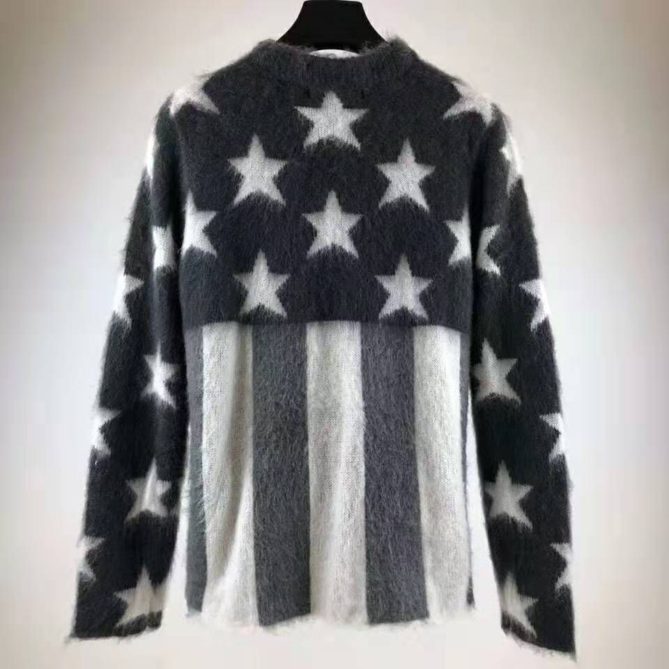 Louis Vuitton LV Women USA Flag Mohair Jacquard Crewneck Sweater-Grey - LULUX