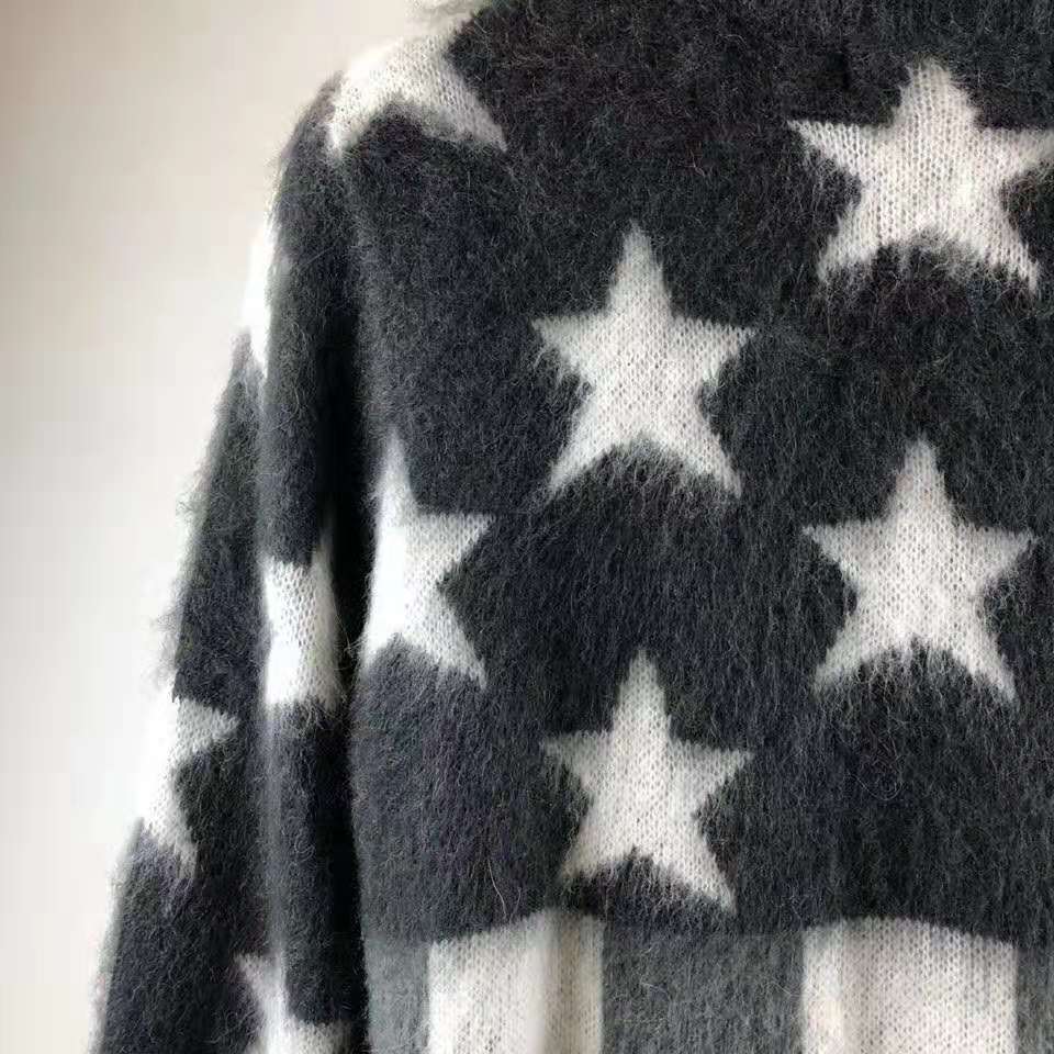 Louis Vuitton Men's USA Flag Crew Neck Sweater Mohair Blend Gray 21675820