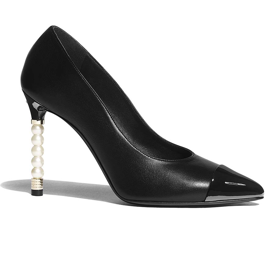 Chanel Women Pumps Lambskin & Patent Calfskin 10 cm Heel-Black - LULUX