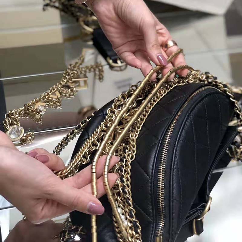Chanel Women Waist Bag in Lambskin Silver & Gold-Tone Metal-Black - LULUX