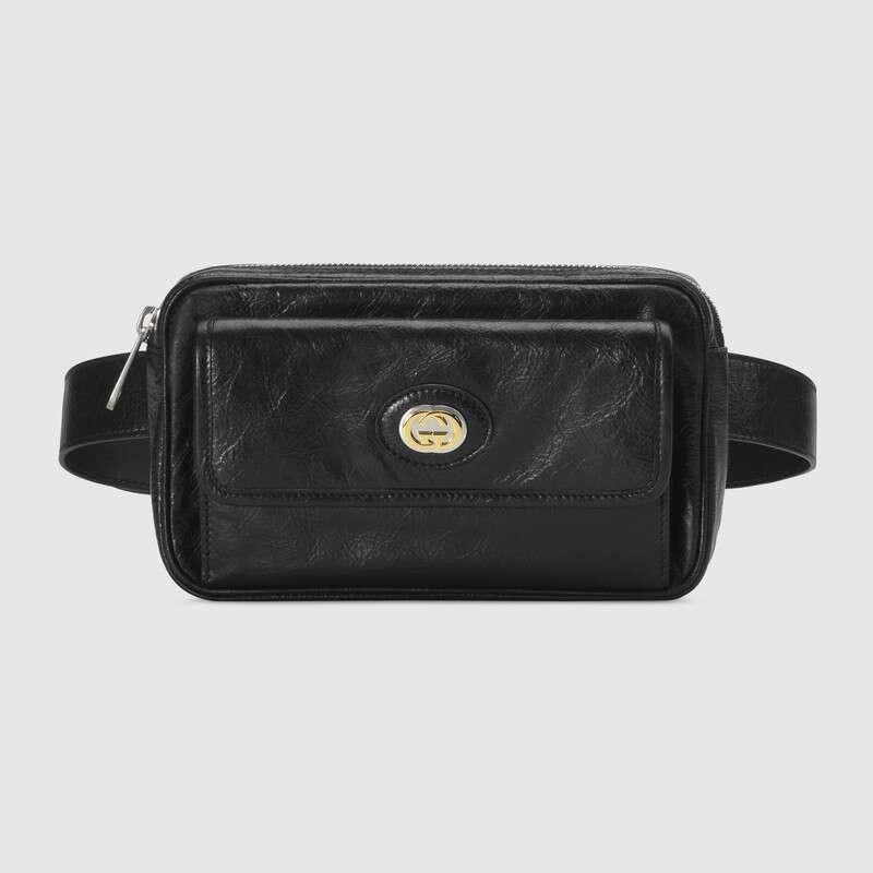 Gucci GG Men Leather Belt Bag in Black Soft Leather - LULUX