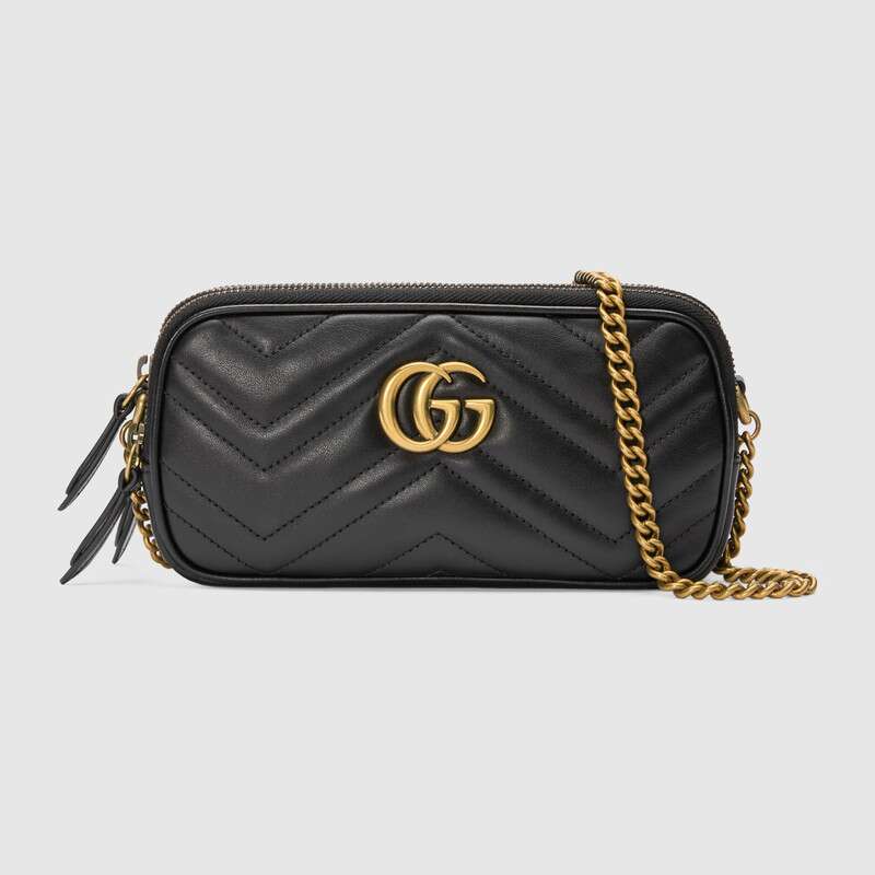 Gucci GG Women GG Marmont Mini Chain Bag in Matelassé Chevron Leather ...