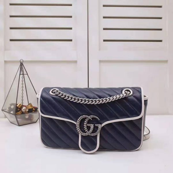 gucci ladies gg marmont small shoulder bag in blue