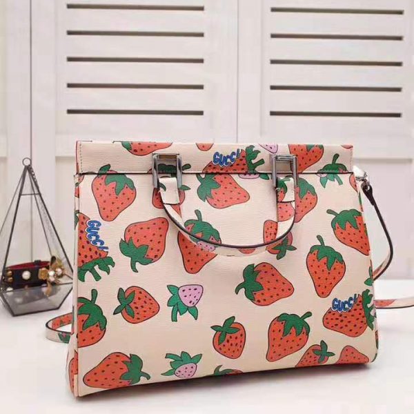 Gucci GG Women Gucci Zumi Strawberry Print Medium Top Handle Bag in ...