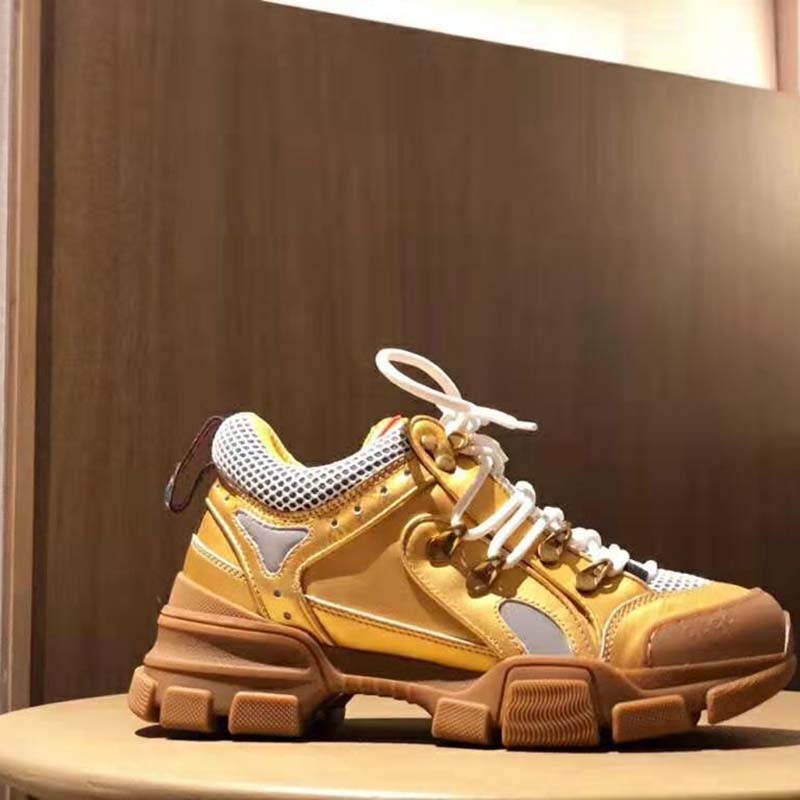 Gucci Unisex Flashtrek Sneaker in Gold Metallic Leather 5