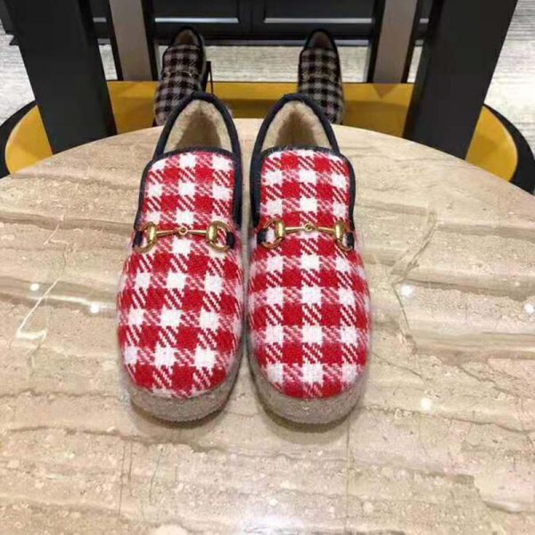 GUCCI Calfskin Lamb Fur Womens Jordaan Loafers 36 5 Hibiscus Red GUCCI Calfskin Lamb Fur Womens Jordaan Loafers 36 5 Hibiscus Red