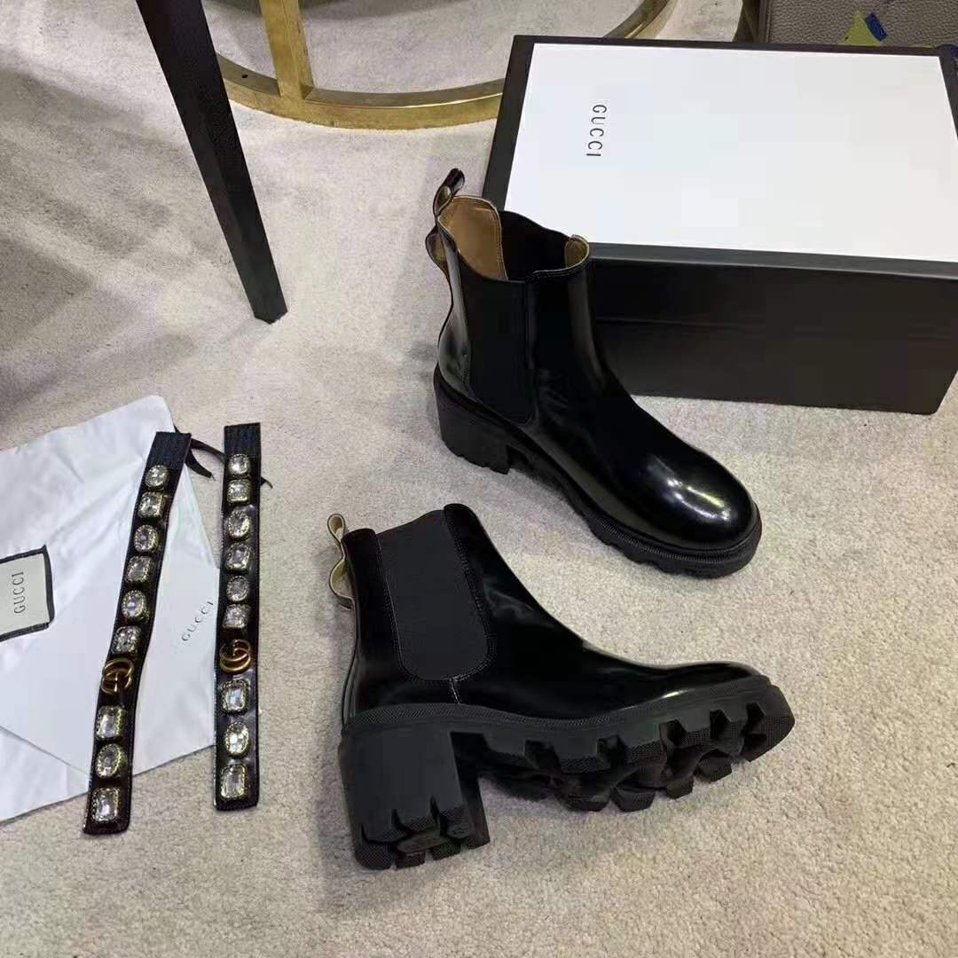 Gucci Ankle Boot With Belt - Black Leather Ankle Boot With Belt & Crystals | GUCCI® US - You can choose what you like and tell me!we are from china suppliers, mainly produce wholesale: