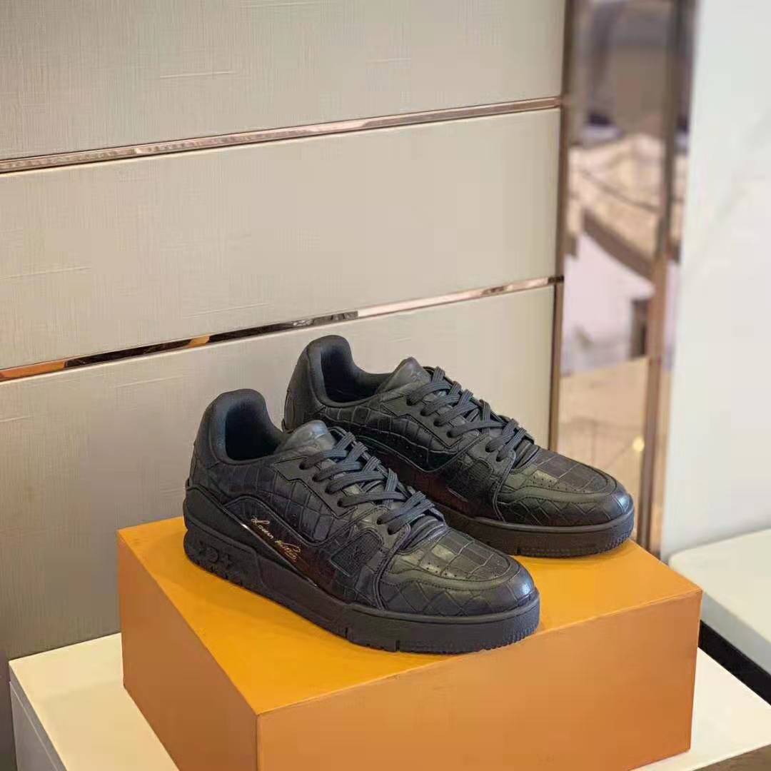 Louis Vuitton LV Men LV Trainer Sneaker-Exclusively Online in Alligator-Embossed Calf Leather ...