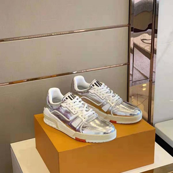 louis vuitton silver trainers
