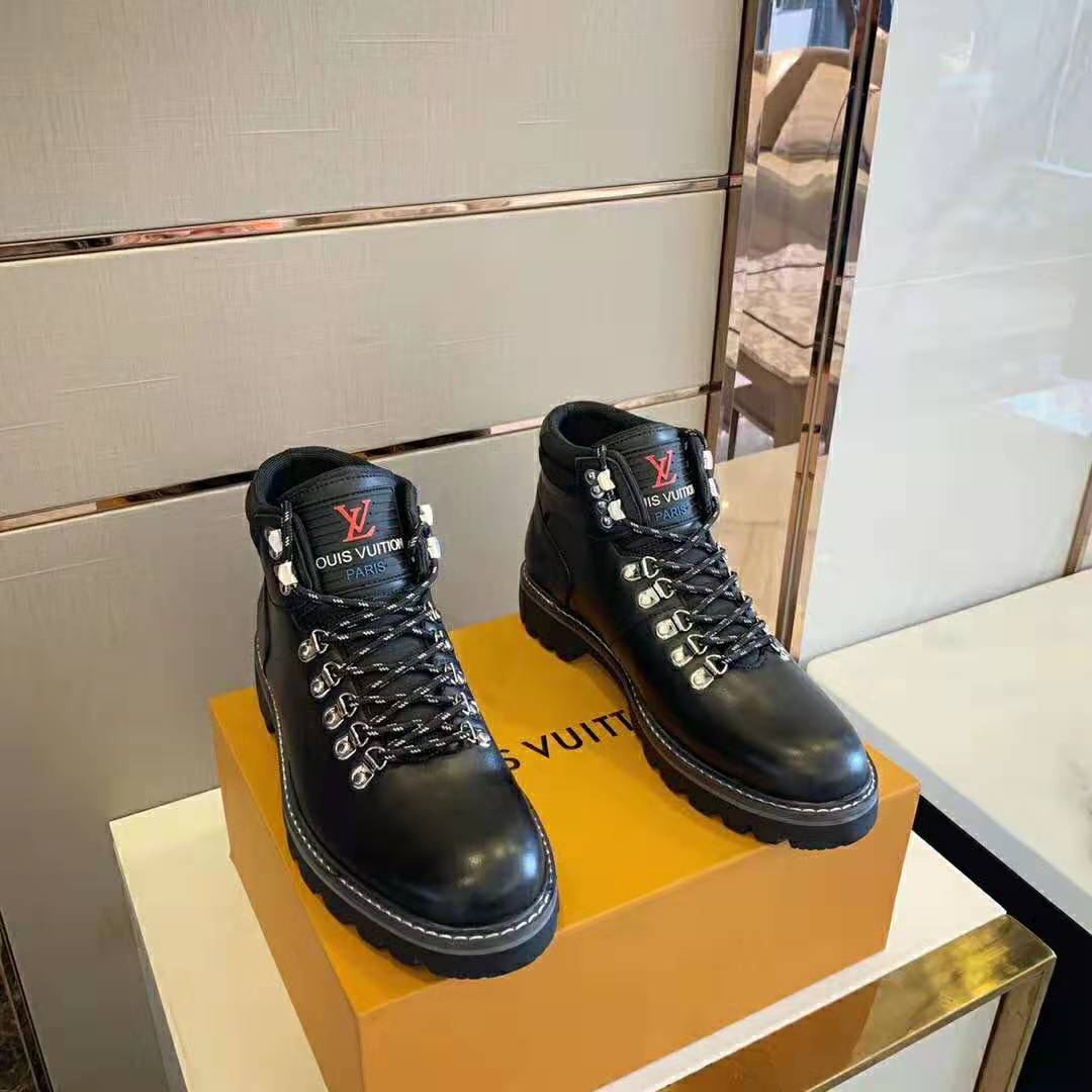 Auth Louis Vuitton Men's Ranger Line Derby Shoes 1AANSC Black 5 1/2(170739