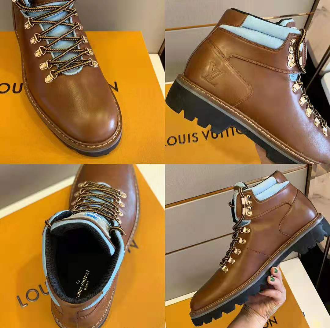 Louis Vuitton Damier Infini Leather Lace-Up Boots - Black Boots, Shoes -  LOU694753