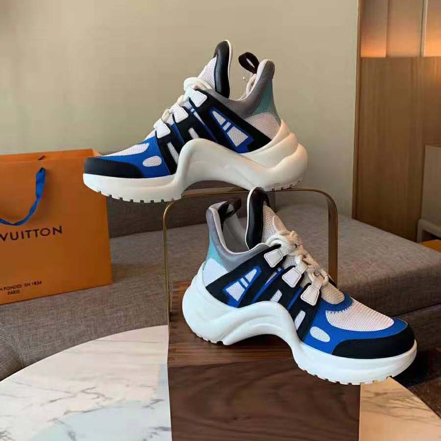Louis Vuitton LV Unisex LV Archlight Sneaker in Calf Leather and Technical Fabric-Blue - LULUX