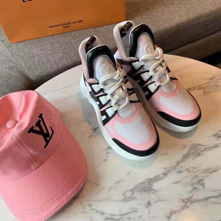 Louis Vuitton LV Unisex LV Archlight Sneaker in Calf Leather and Technical Fabric-Pink - LULUX
