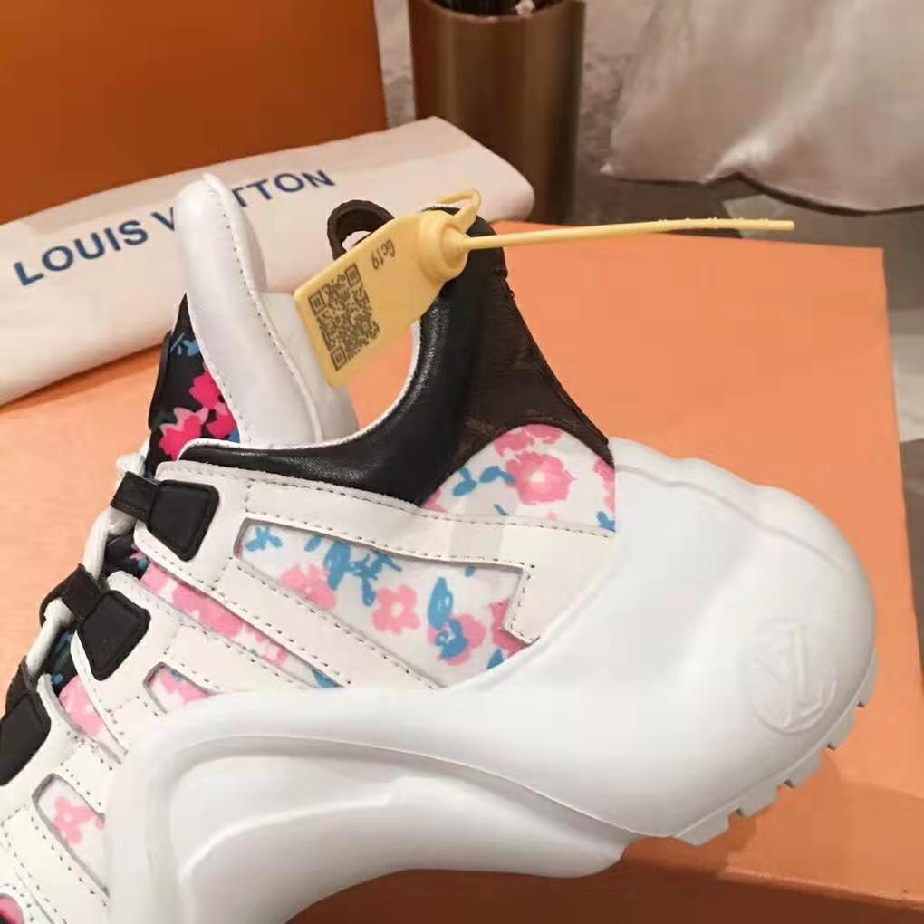 Louis Vuitton LV Unisex LV Archlight Sneaker in Flower-Print Calf Leather-Pink - LULUX