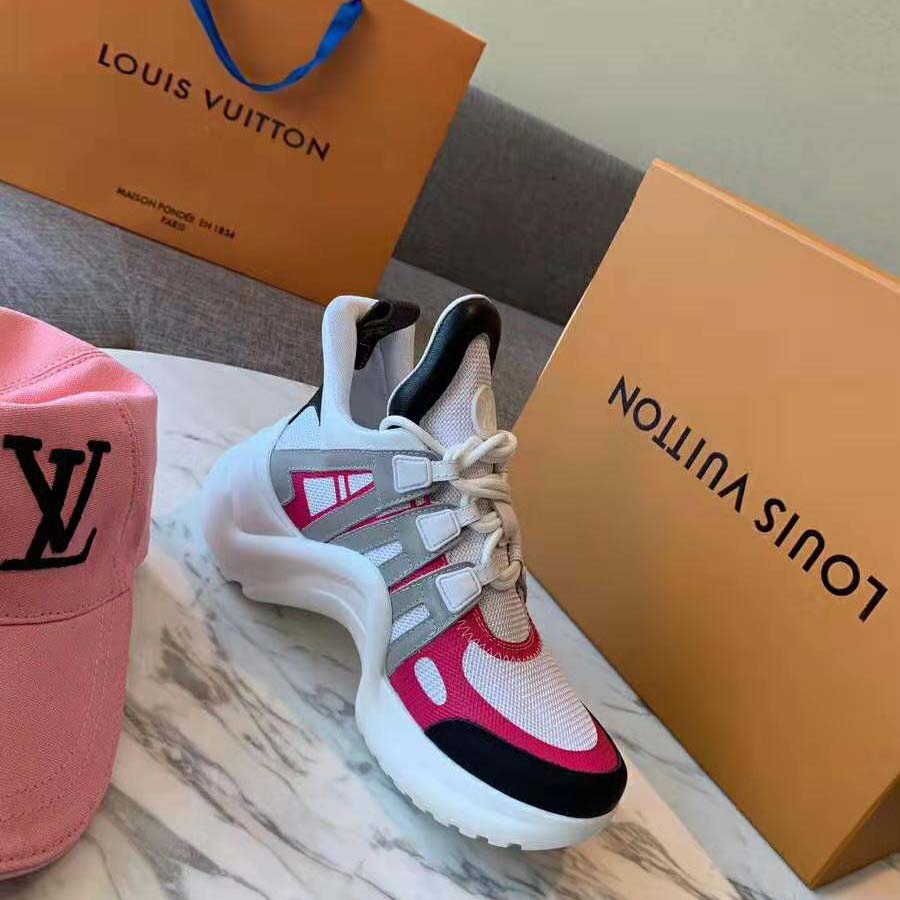 Louis Vuitton LV Unisex LV Archlight Sneaker in Technical Fabric and Monogram Canvas-Pink - LULUX