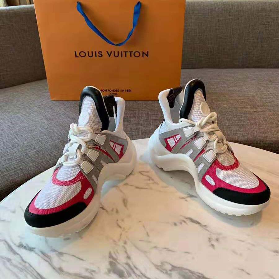 Louis Vuitton LV Unisex LV Archlight Sneaker in Technical Fabric and Monogram Canvas-Pink - LULUX