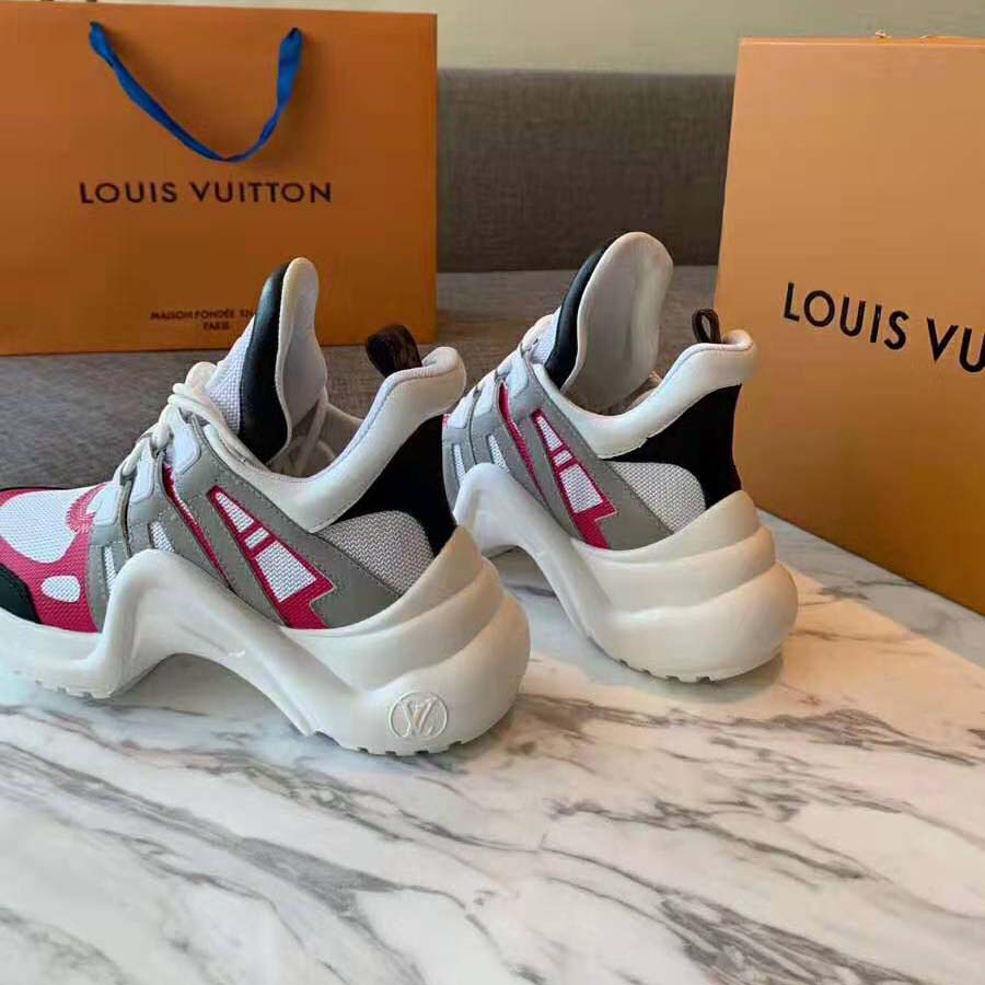 Louis Vuitton White/Pink/Blue Leather/Canvas Archlight Sneaker Size 11.5/42  - Yoogi's Closet