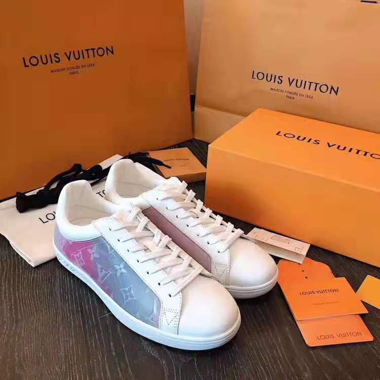 Louis Vuitton LV Unisex LV Luxembourg Sneaker in Iridescent Monogram Textile and Calf Leather ...