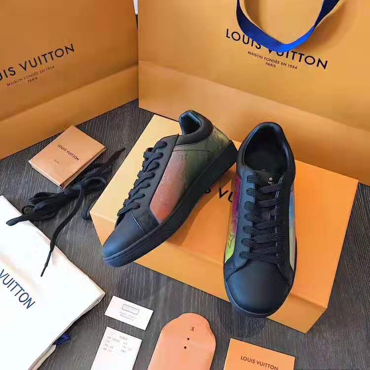 Louis Vuitton LV Unisex LV Sneaker Luxembourg in Iridescent Monogram  Textile and Calf Leather-Black - LULUX