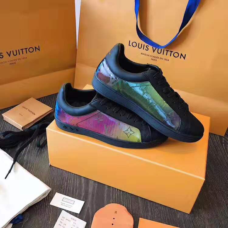 Louis Vuitton LV Unisex LV Sneaker Luxembourg in Iridescent Monogram  Textile and Calf Leather-Black - LULUX