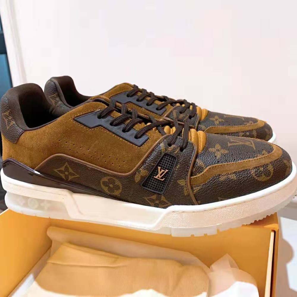 Louis Vuitton LV Unisex LV Trainer Sneaker in Monogram Canvas and Suede  Calf Leather-Brown - LULUX