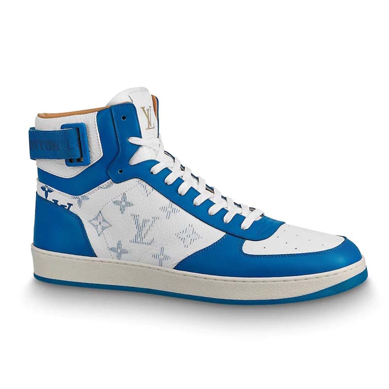 LOUIS VUITTON Technical Fabric Calfskin Monogram Printed Stellar Sneaker  Boots 39 Blue 1192324