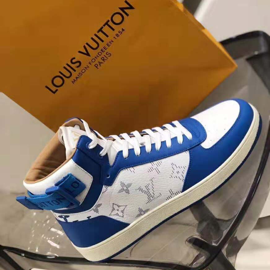 Louis Vuitton LV Unisex Rivoli Sneaker Boot Shoes Blue and Pink - LULUX