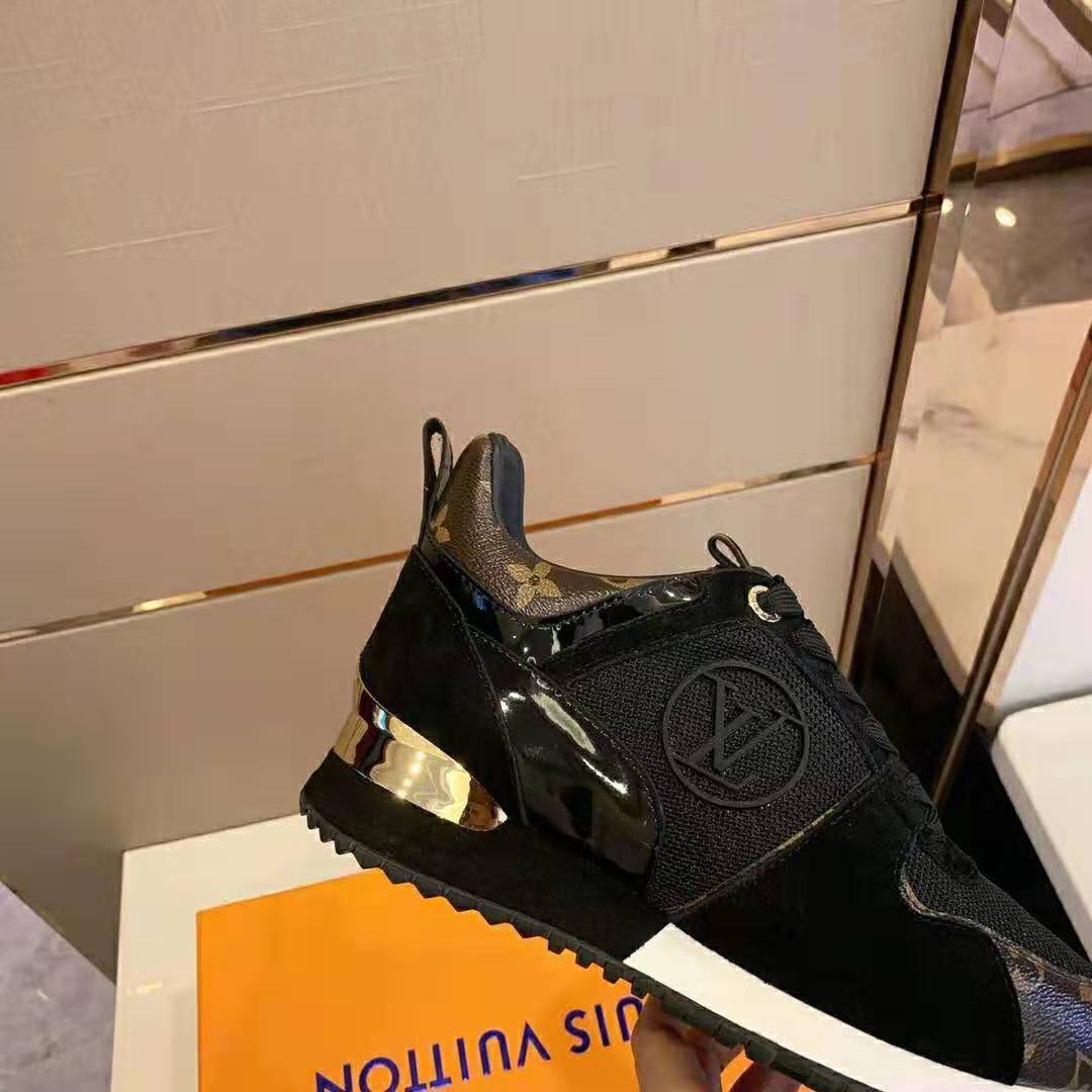 Louis Vuitton LV Unisex Run Away Sneaker in Suede Calf Leather-Black ...