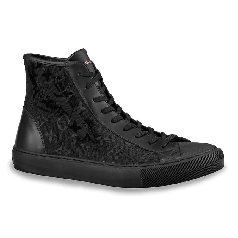 Louis Vuitton LV Unisex Tattoo Sneaker Boot in Damier Tartan Canvas with  Monogram Embroidery-Black - LULUX