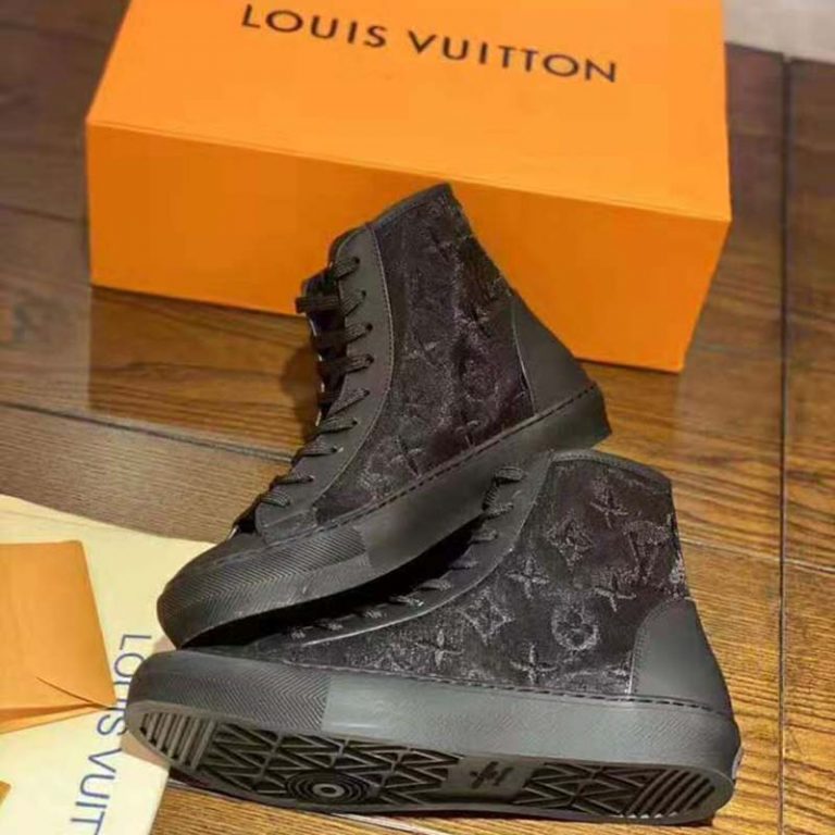 Louis Vuitton LV Unisex Tattoo Sneaker Boot in Damier Tartan Canvas-Black -  LULUX