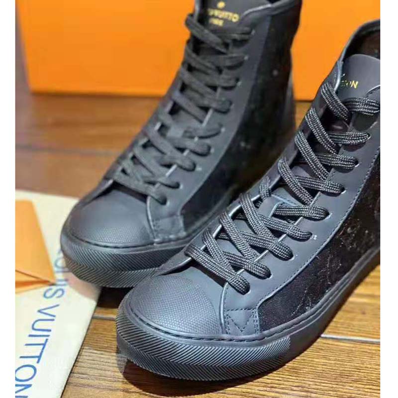 Buy Louis Vuitton tattoo line LV embroidery leather high cut