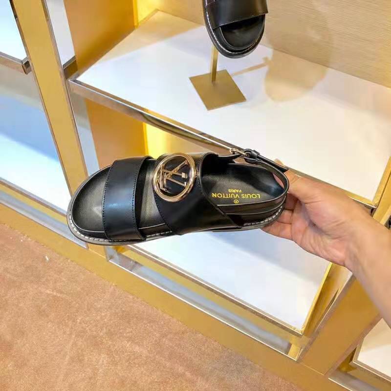 Louis Vuitton LV Women Crossroads Comfort Sandal in Black Glazed