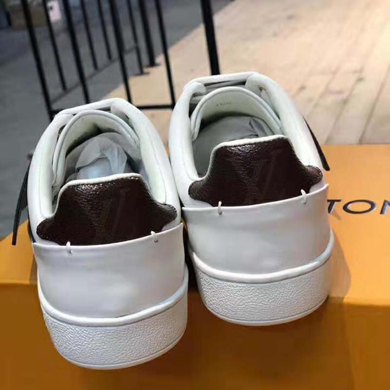 Louis Vuitton LV Women Frontrow Sneaker in White Calf Leather and Brown ...