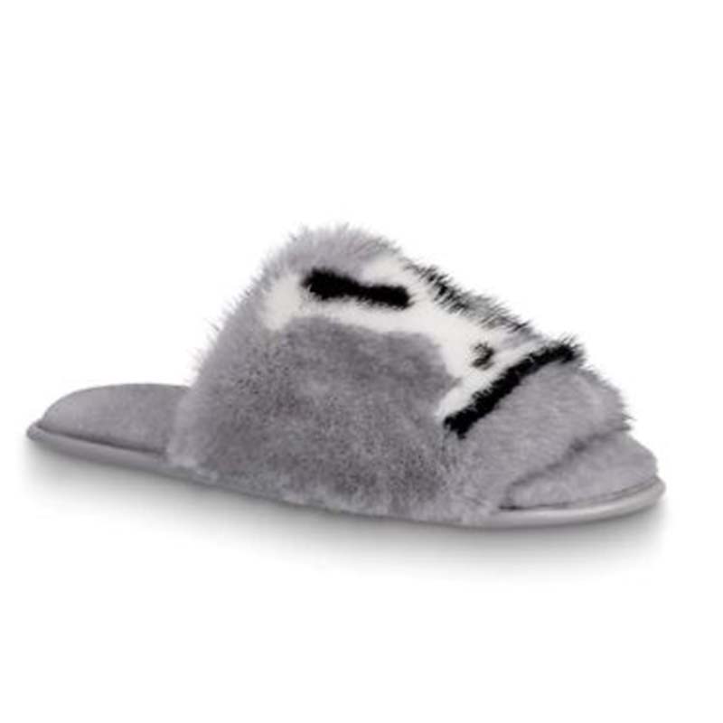lv fur slippers