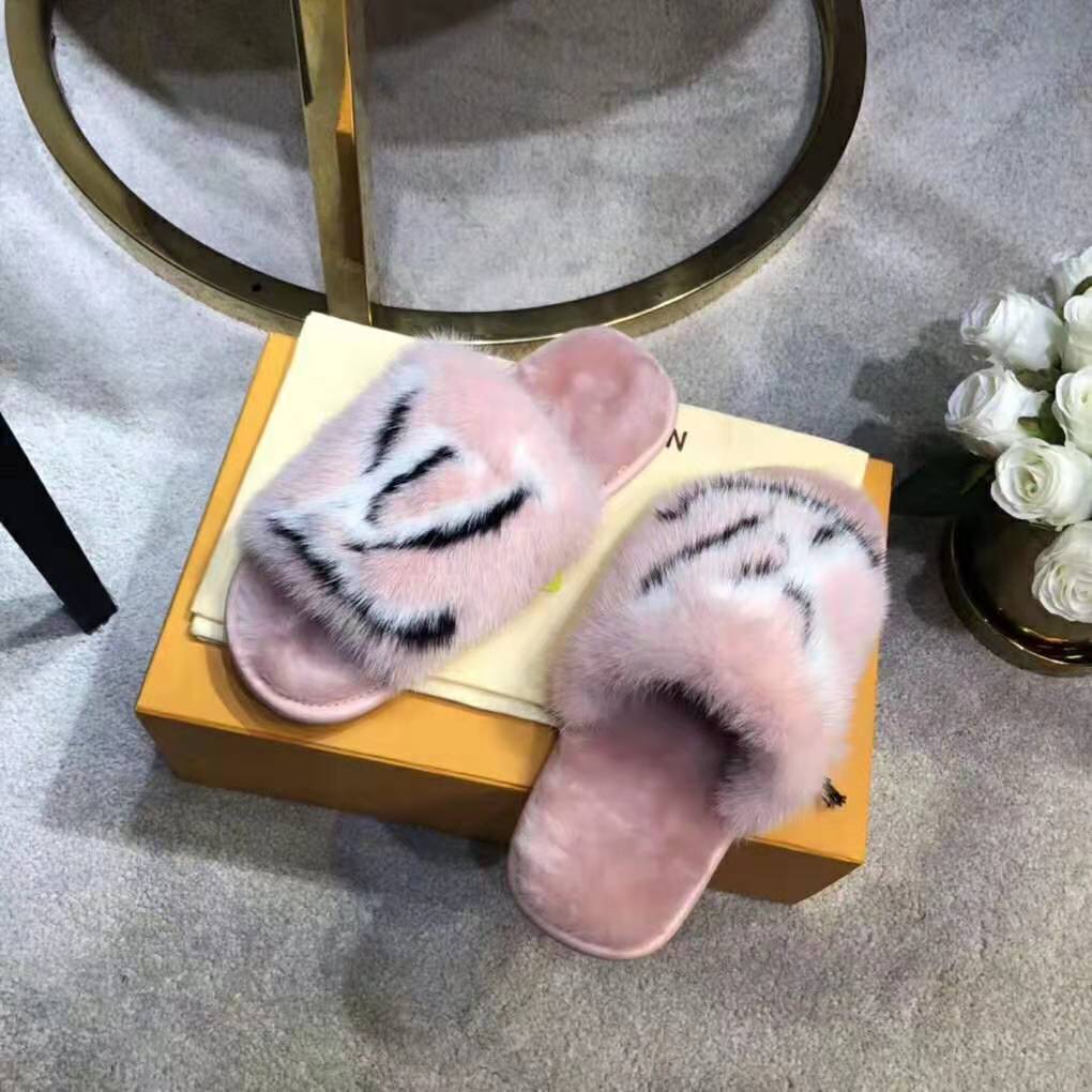 louis vuitton mink fur slippers