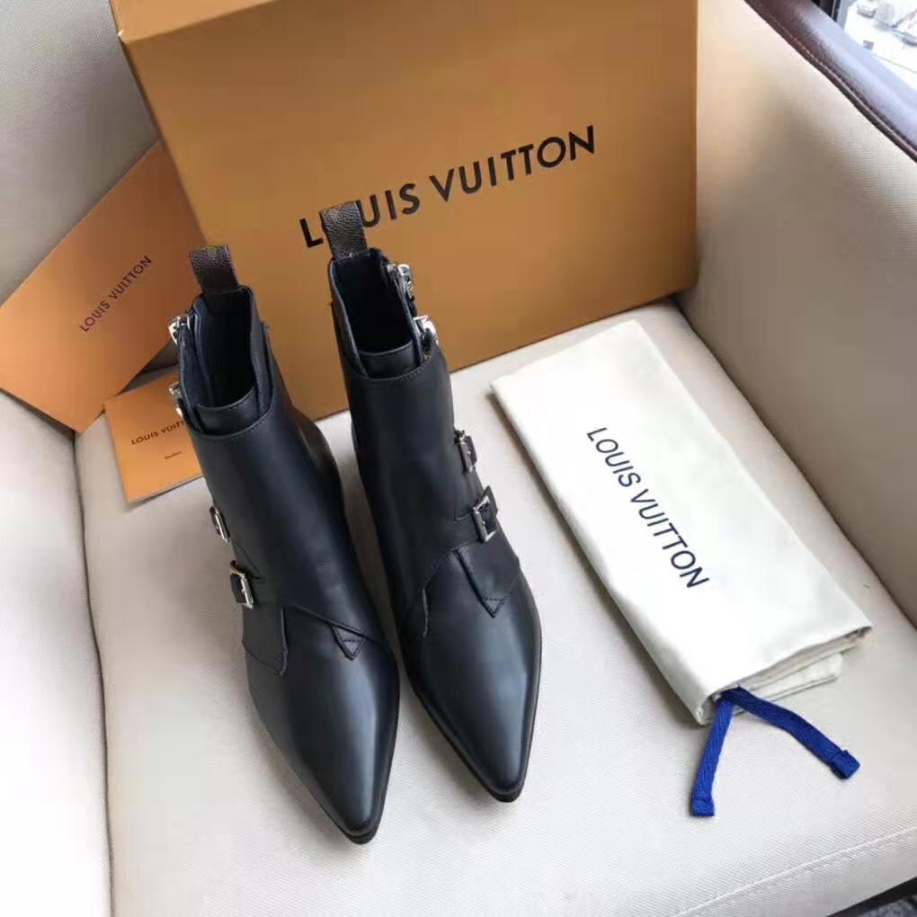 Louis Vuitton LV Women Jumble Flat Ankle Boot in Calf Leather-Black - LULUX