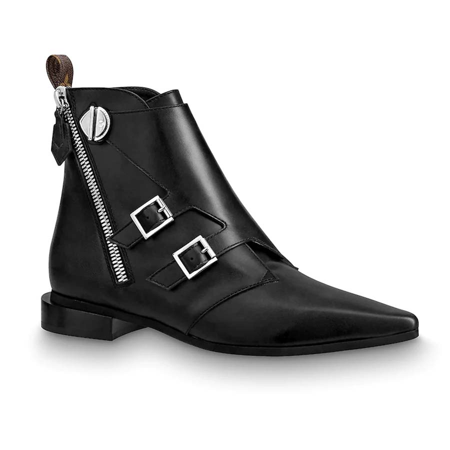 Louis Vuitton LV Women Jumble Flat Ankle Boot in Calf Leather and Rubber Outsole-Black - LULUX