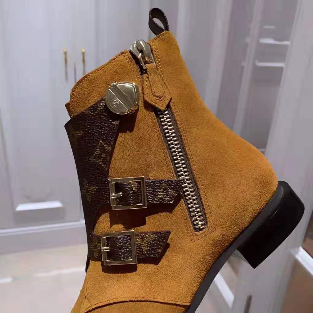 Louis Vuitton Brown Suede Heel Boot Dark brown Leather ref.395135