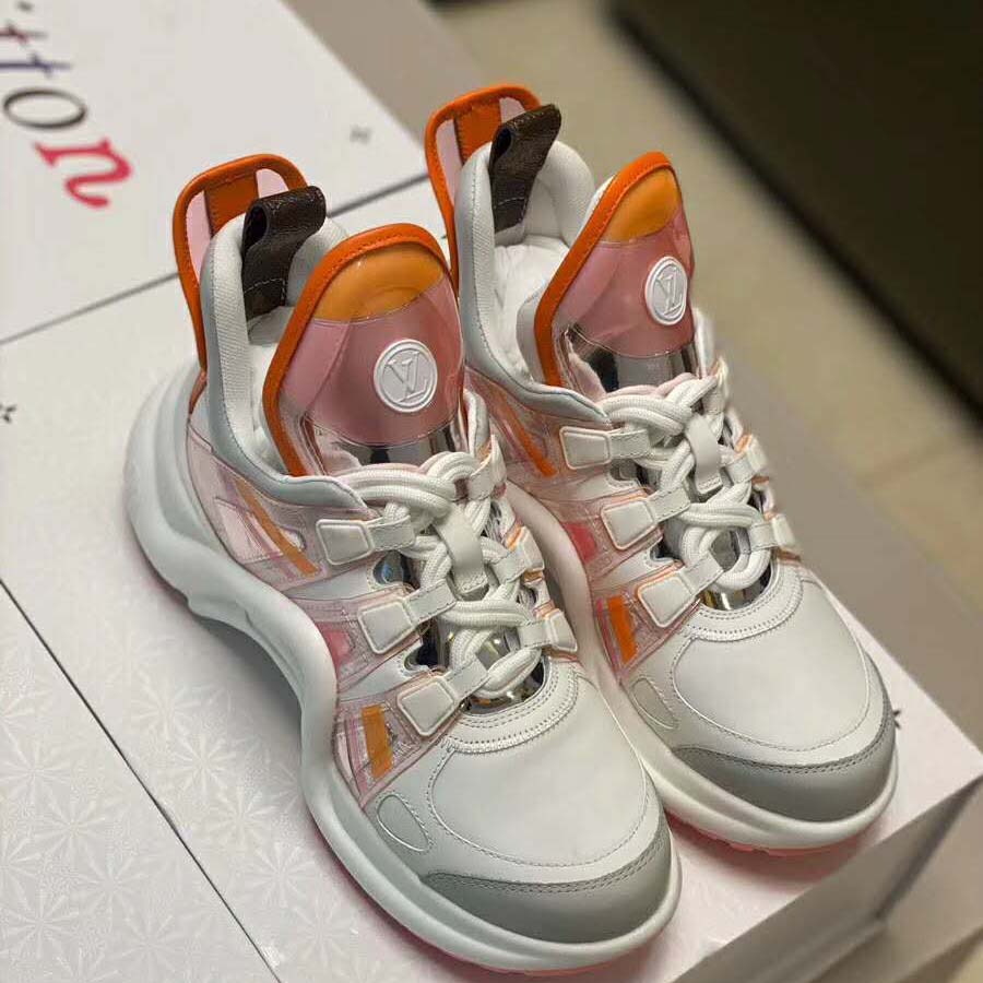 Louis Vuitton LV Women LV Archlight Sneaker in Leather and Technical Fabrics-Orange - LULUX