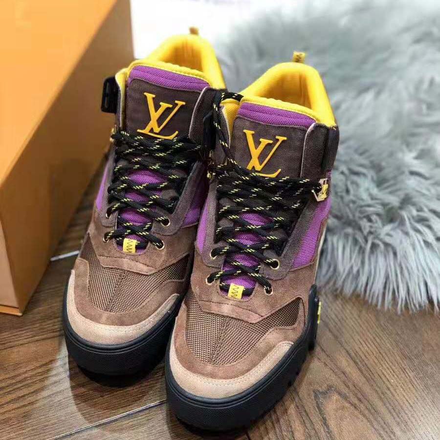 Louis Vuitton LV Unisex LV Hiking Ankle Boot in Ubuck Suede Calf Leather and Textile-Purple - LULUX