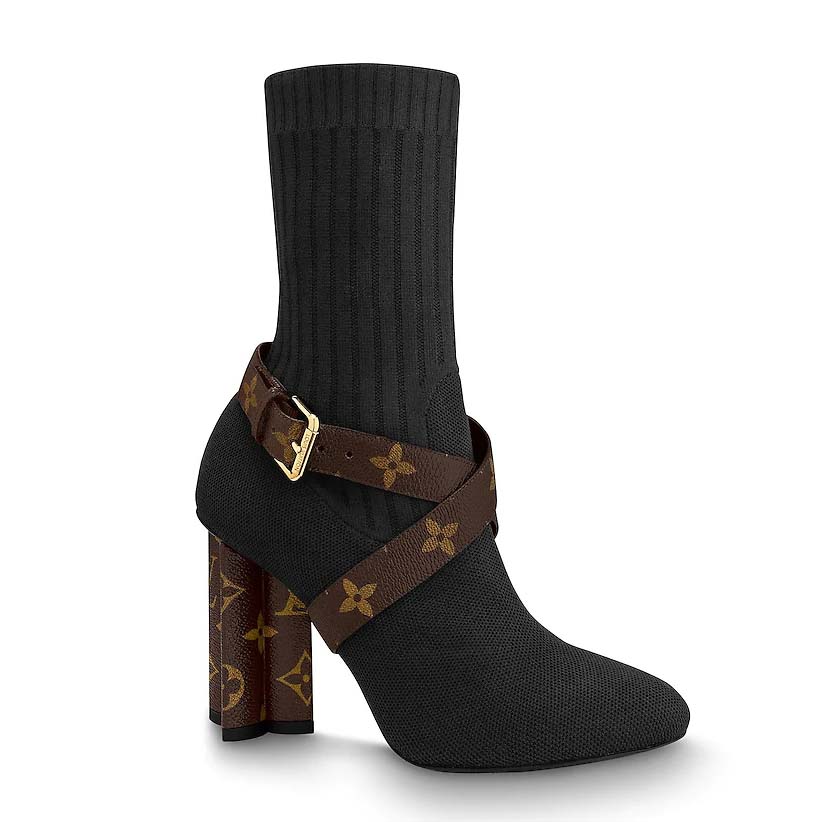 Louis Vuitton LV Women LV Silhouette Ankle Boot in Textile and Monogram Canvas-Black - LULUX