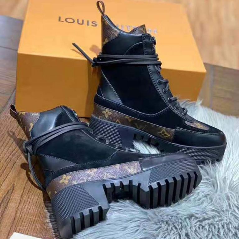 Louis Vuitton LV Women Laureate Platform Desert Boot in Soft Suede Calf ...