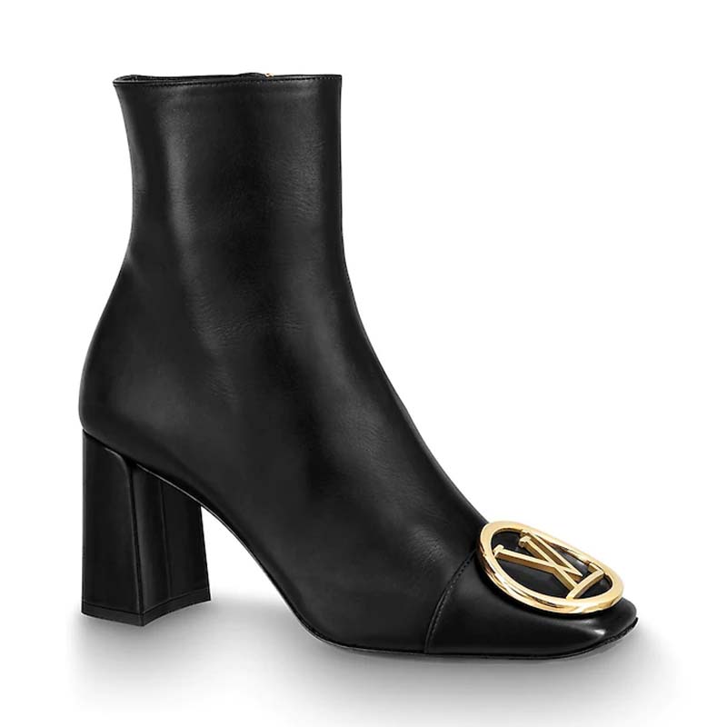 Louis Vuitton LV Women Madeleine Ankle Boot Soft Black Calf Leather 7.5 cm Heel - LULUX