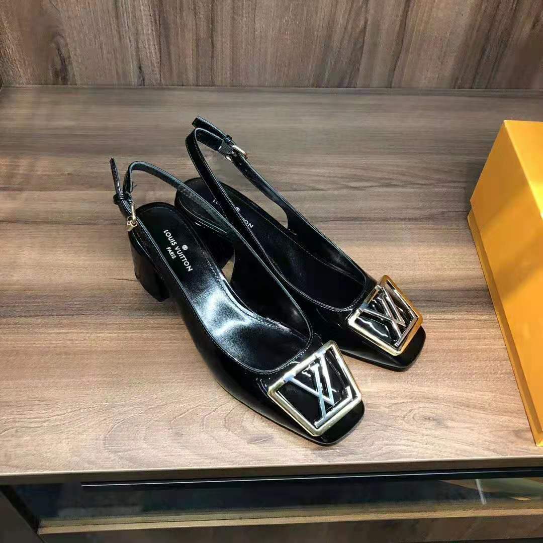 Louis Vuitton LV Women Madeleine Slingback Pump in Patent Calf Leather-Black - LULUX