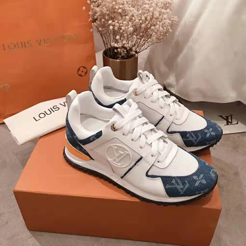 Louis Vuitton LV Women Run Away Sneaker in Monogram Denim and Calf Leather-Blue - LULUX