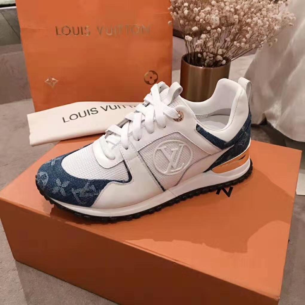 Louis Vuitton LV Women Run Away Sneaker in Monogram Denim and Calf ...