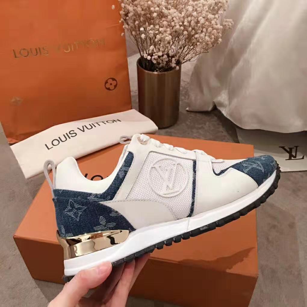 Louis Vuitton LV Women Run Away Sneaker in Monogram Denim and Calf Leather-Blue - LULUX
