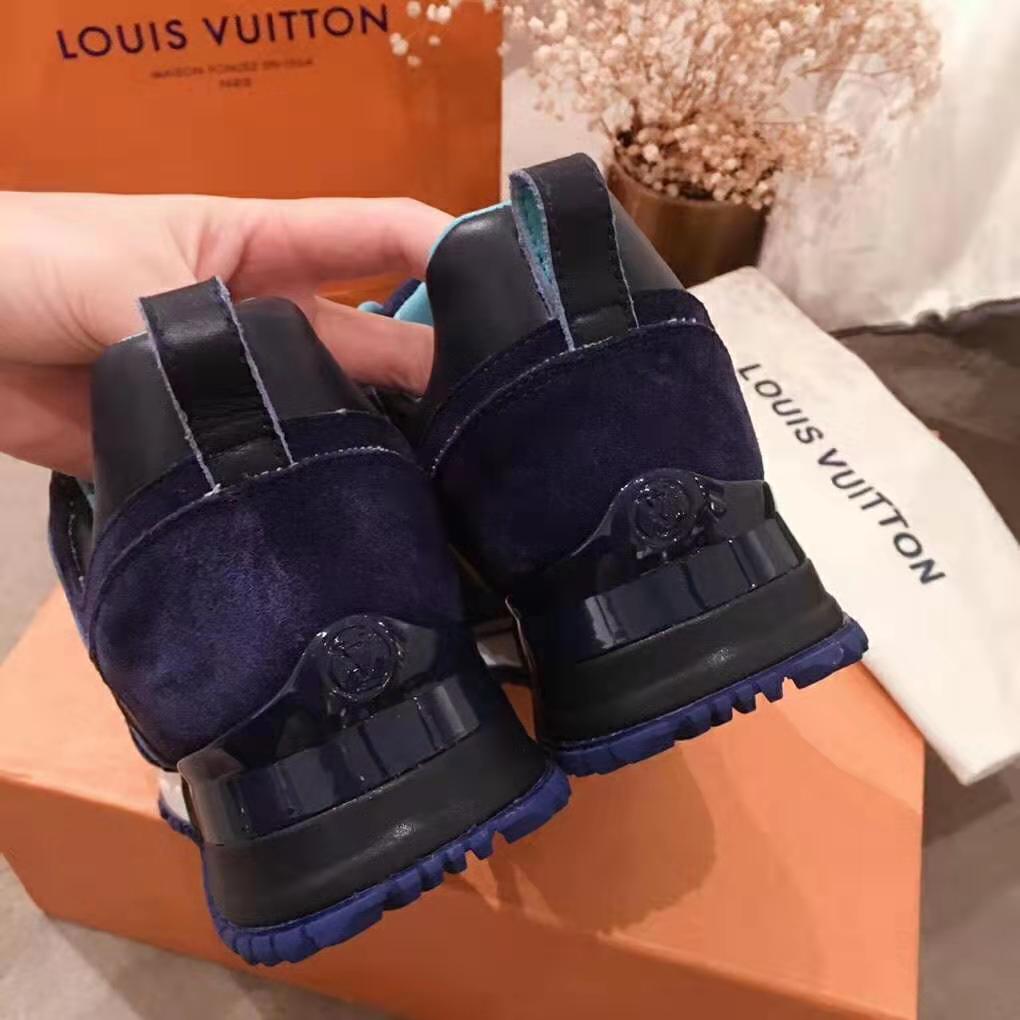 Louis Vuitton LV Women Run Away Sneaker in Suede Calf Leather-Navy - LULUX