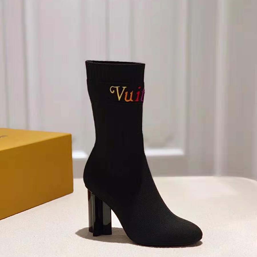Louis Vuitton Women's Silhouette Thigh High Sock Boots Monogram Knit Fabric  Green 1895133