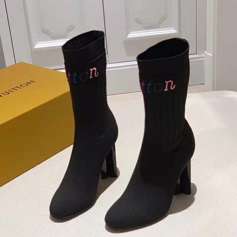 Louis Vuitton LV Women Silhouette Ankle Boot with Rainbow-Colored Vuitton Signature-Black - LULUX